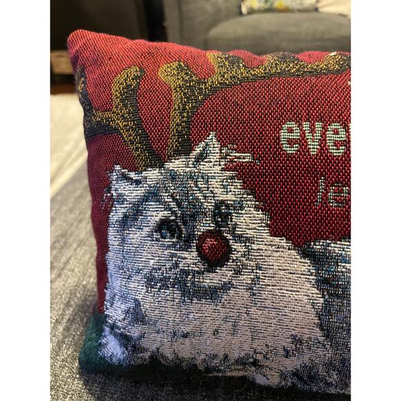 Not A Creature Was Stirring Cat Kitten Tapestry Accent Pillow Christmas Holiday - Picture 3 of 5